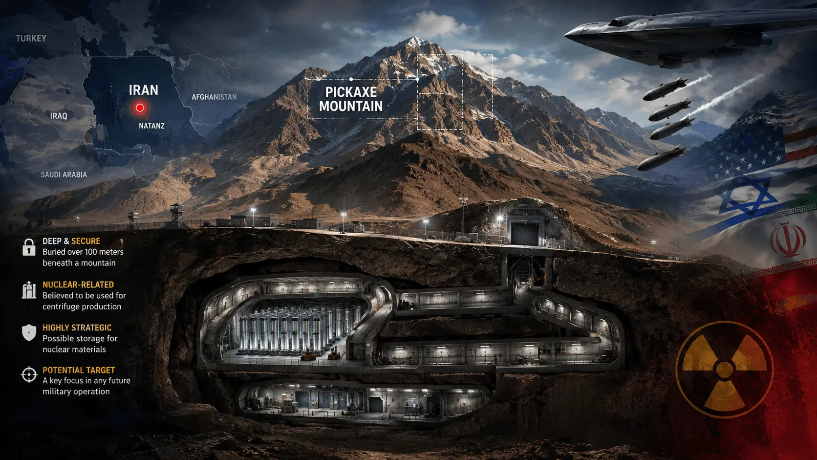 What Is Pickaxe Mountain? Iran’s Secretive Underground Facility Trump Says the US Could Attack